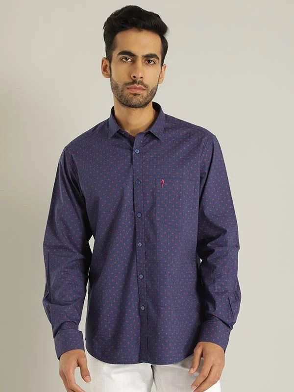 Indian Terrain Men All Over Print Navy Shirt